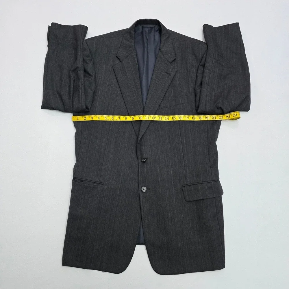 Hickey Freeman Nordstrom Mens 44L Wool Pinstripe Blazer Jacket Charcoal Grey 44L